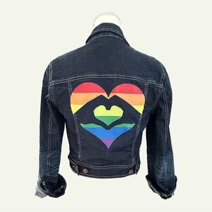 Rainbow Heart Denim Jacket